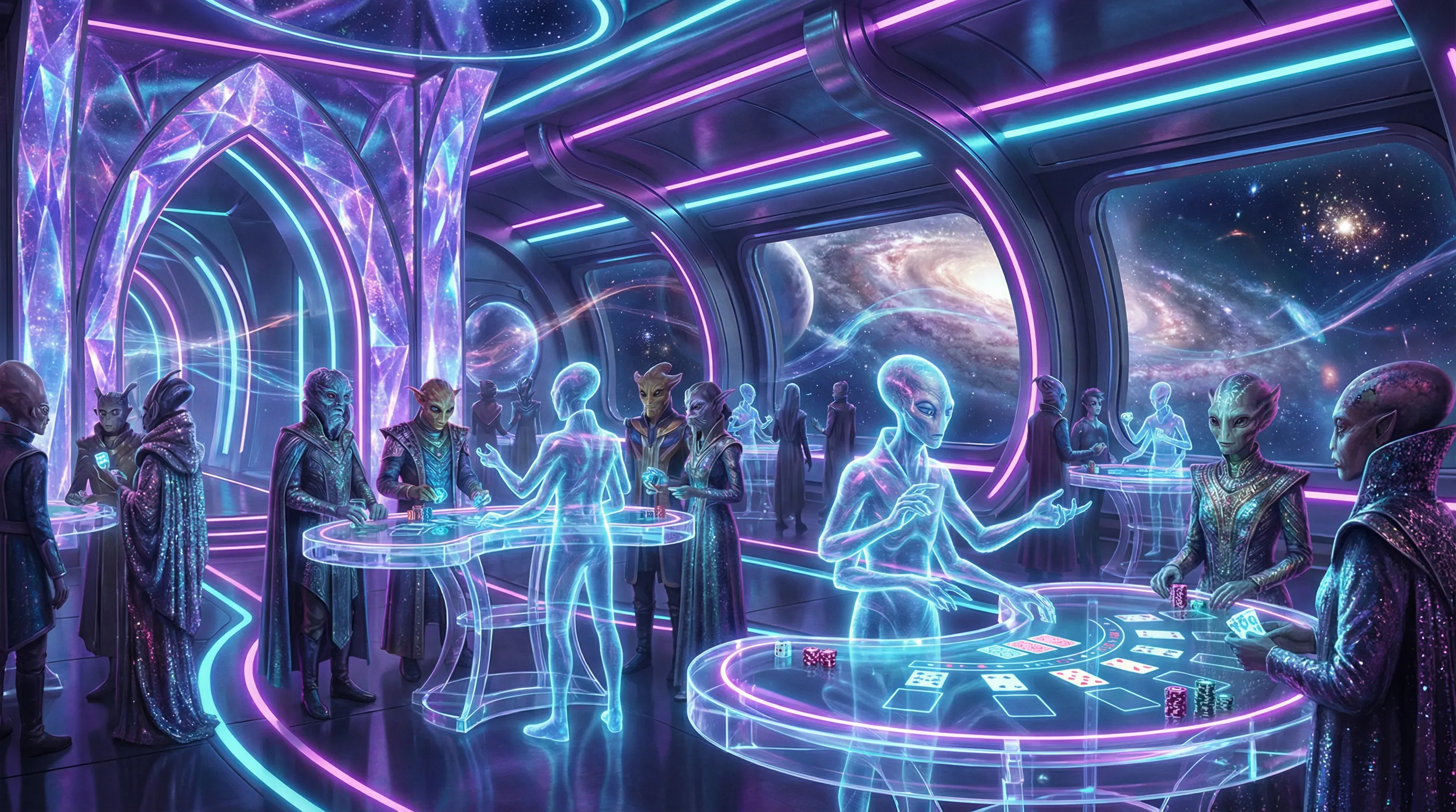 Interior do cassino ao vivo luckbet com dealers holográficos